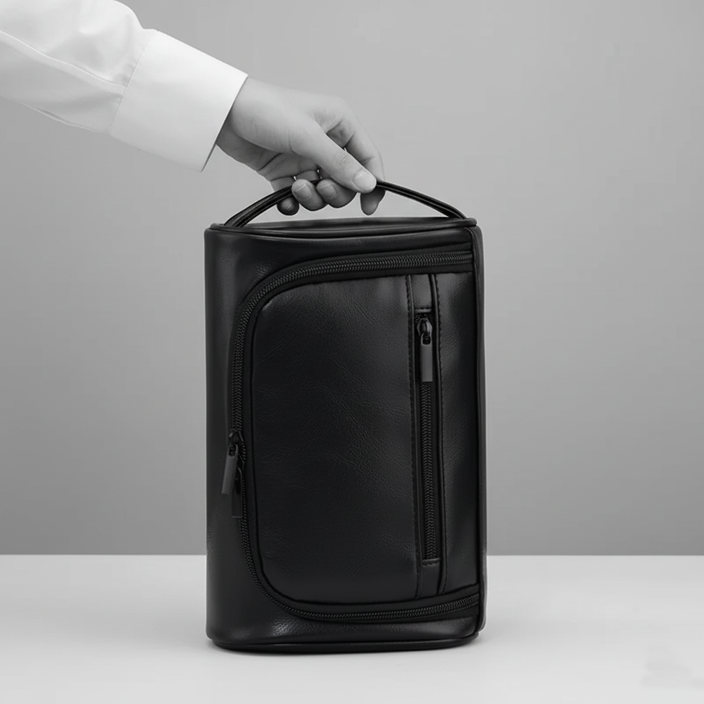 Sophisticated PU Leather Travel Toiletry Bag