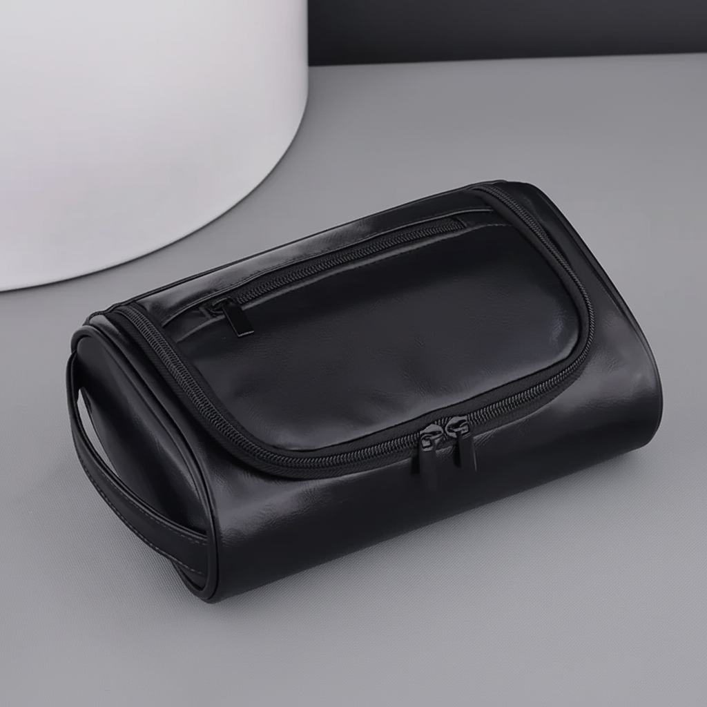 Sophisticated PU Leather Travel Toiletry Bag
