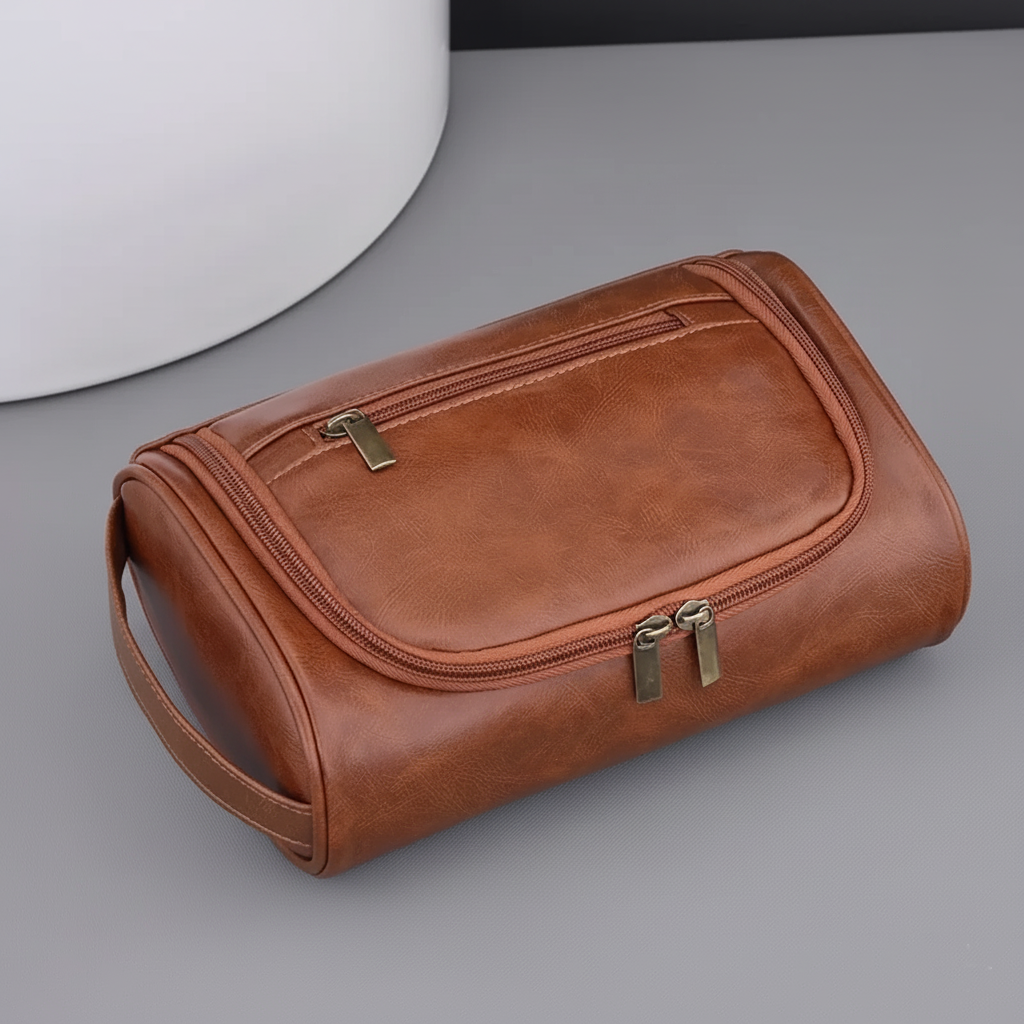 Sophisticated PU Leather Travel Toiletry Bag