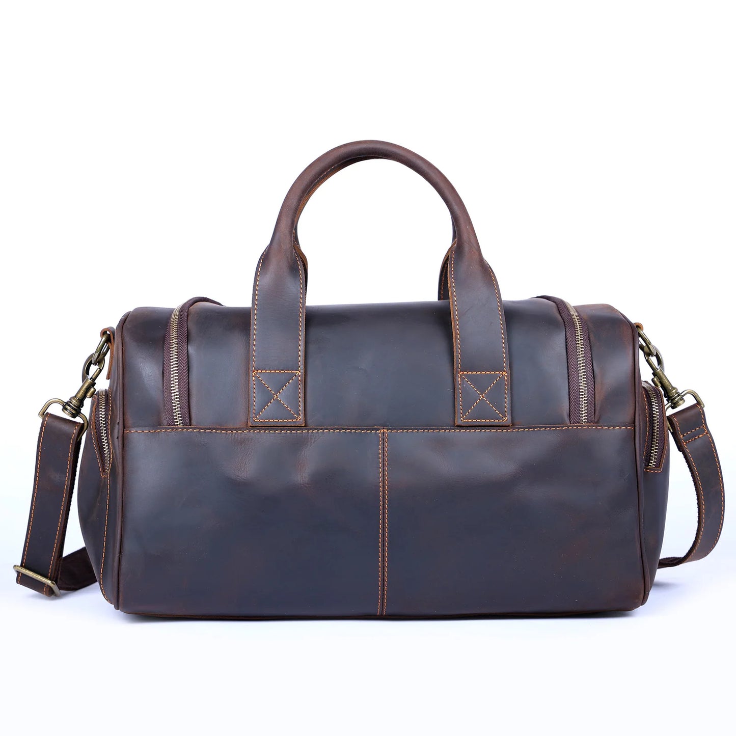 S.WORKER Vintage Genuine Leather Travel Bag Crazy Horse Cowhide Leather Duffel Bag Men's Weekender Bag Gym Bag Carry on Luggage