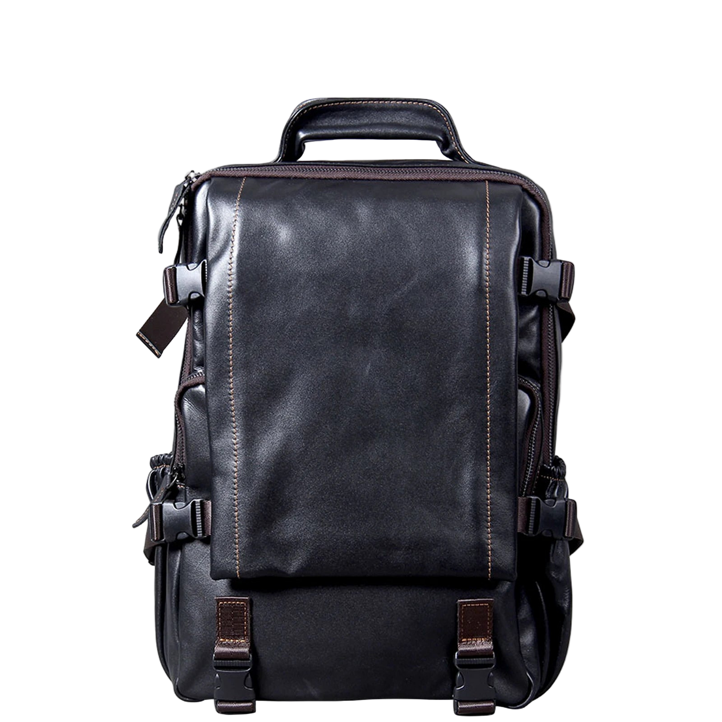 S.WORKER Casual Genuine Leather Men's Backpack Large Capacity 15" Laptop Travel Bag Cowhide School Bag Fashion Weekender Bag