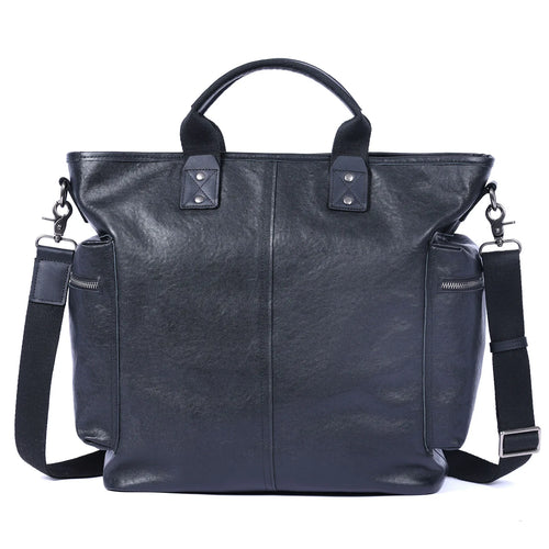 Genuine Leather Men's Brifecase 15 Inch Laptop Bags Simple Cowhide HandBag Vegetable-tanned Leather Fashion Casual Style