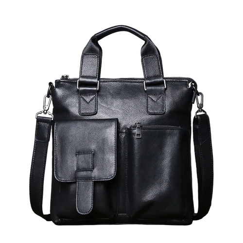 JLFGPJ New Men's Genuine Leather Business Handbag Vertical Design Top Layer Cowhide Large Capacity Crossbody Simple Briefcase