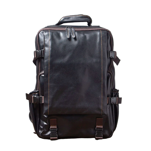 Casual Genuine Leather Men's Backpack Large Capacity 15" Laptop Travel Bag Cowhide School Bag Fashion Weekender Bag