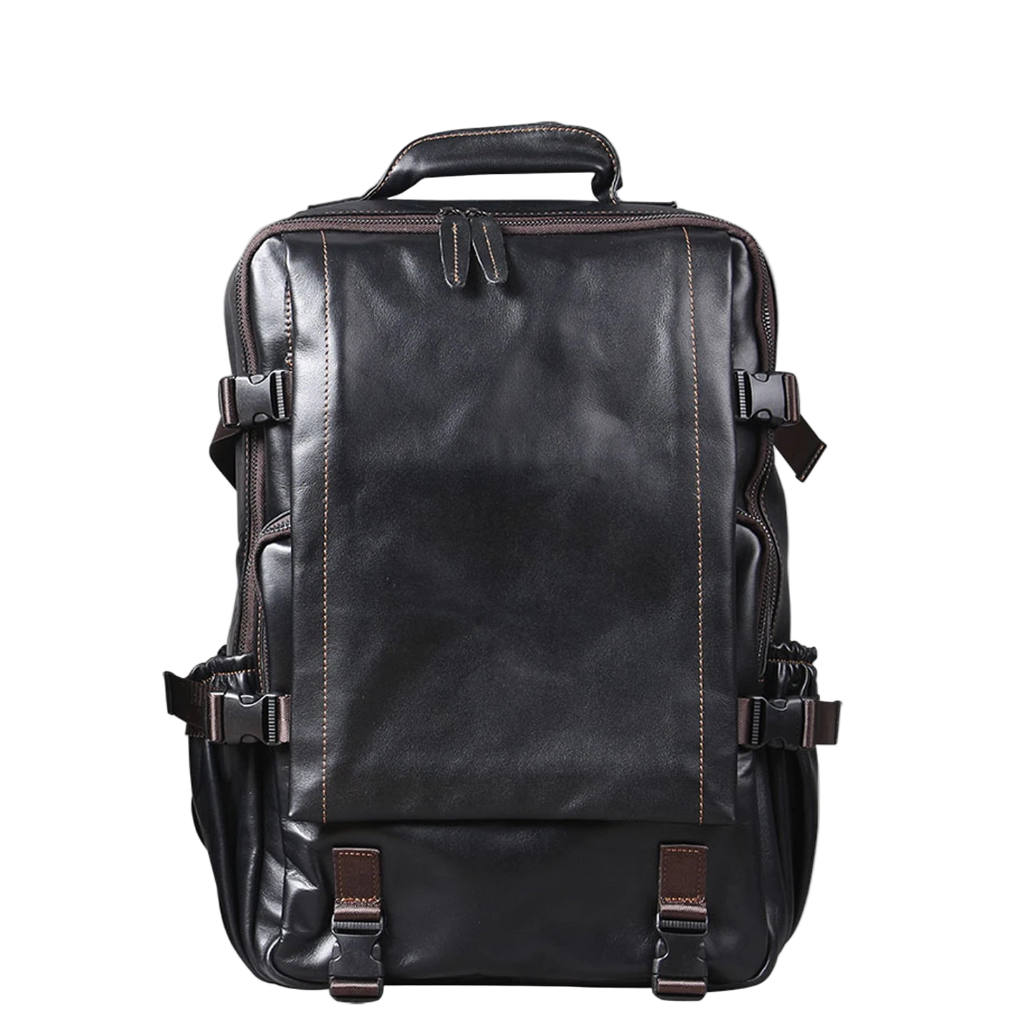 S.WORKER Casual Genuine Leather Men's Backpack Large Capacity 15" Laptop Travel Bag Cowhide School Bag Fashion Weekender Bag