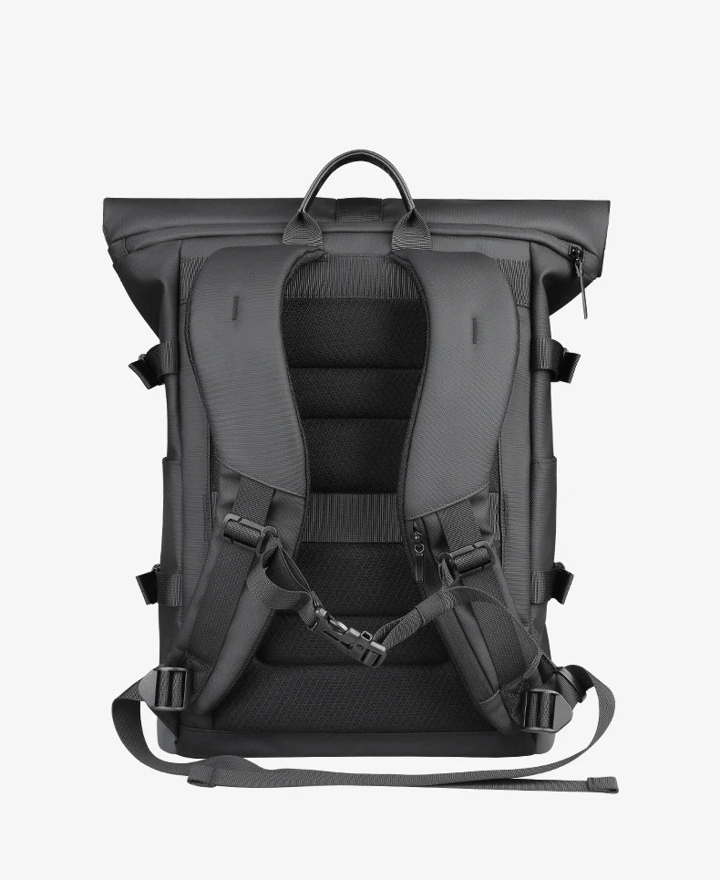 HK Waterproof Roll-Top Backpack for Men Large Capacity Expandable 17 Inch Laptop Bag Leisure Travel Backpack Hiking Camping Bags