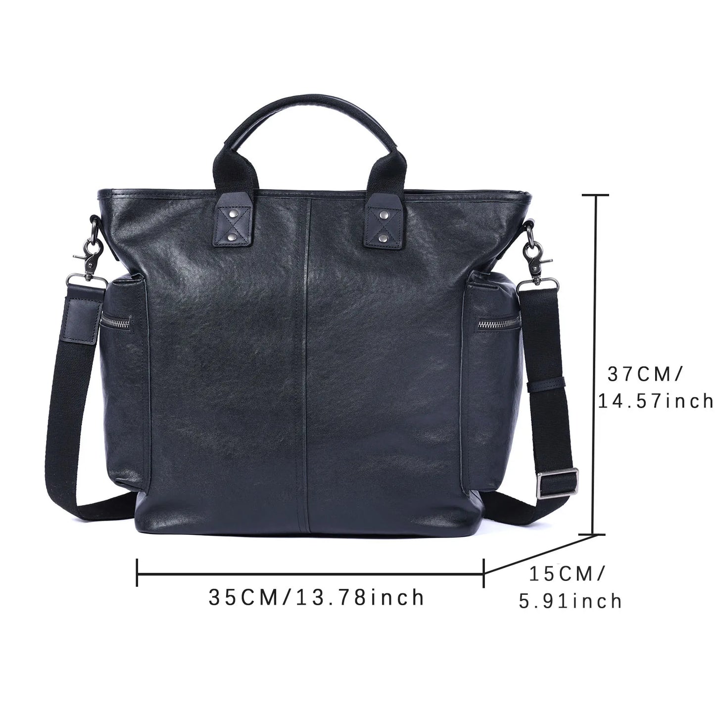 Genuine Leather Men's Brifecase 15 Inch Laptop Bags Simple Cowhide HandBag Vegetable-tanned Leather Fashion Casual Style