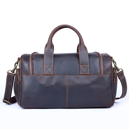 S.WORKER Vintage Genuine Leather Travel Bag  Crazy Horse Cowhide Leather Duffel Bag Men's Weekender Bag Gym Bag Carry on Luggage