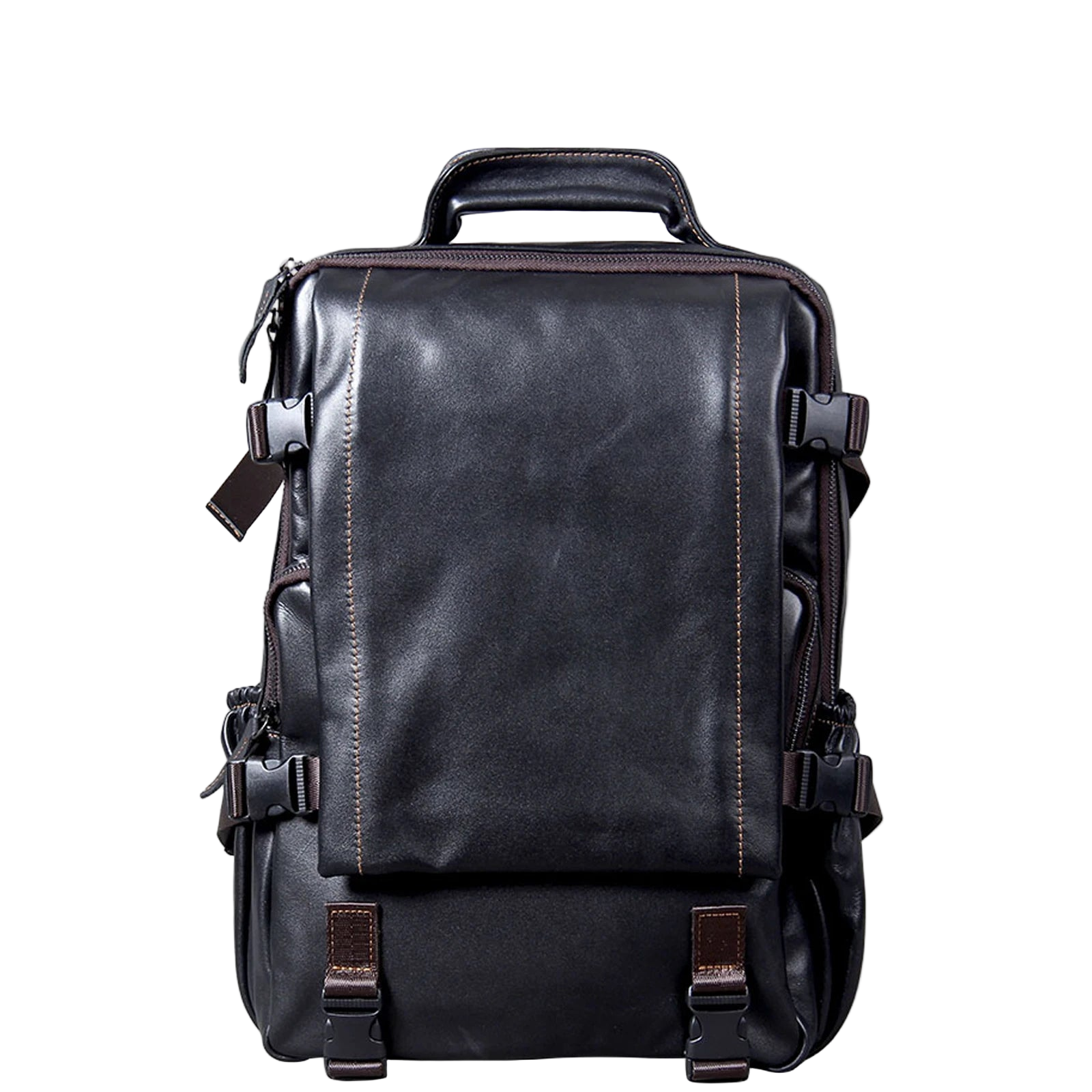 S.WORKER Casual Genuine Leather Men's Backpack Large Capacity 15" Laptop Travel Bag Cowhide School Bag Fashion Weekender Bag