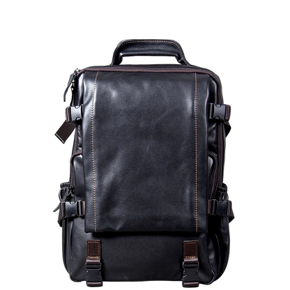 S.WORKER Casual Genuine Leather Men's Backpack Large Capacity 15" Laptop Travel Bag Cowhide School Bag Fashion Weekender Bag