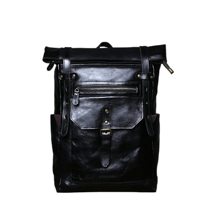 NZPJ Vintage Genuine Leather Men's Backpack Crazy Horse Leather Computer Bag Natural Top layer Cowhide Backpack Travel Bag