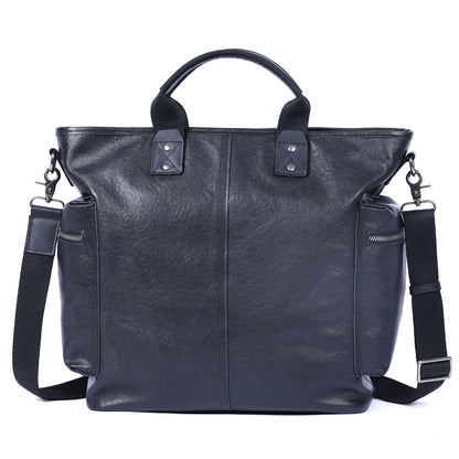 Genuine Leather Men's Brifecase 15 Inch Laptop Bags Simple Cowhide HandBag Vegetable-tanned Leather Fashion Casual Style