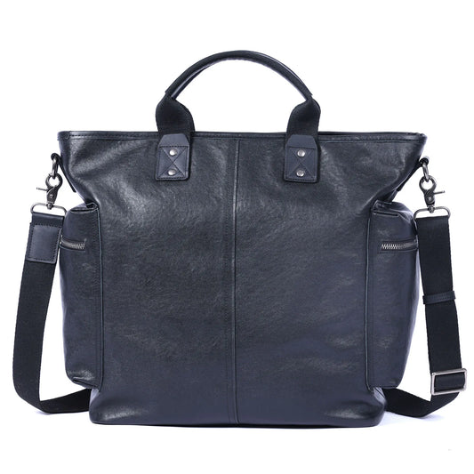 Genuine Leather Men's Brifecase 15 Inch Laptop Bags Simple Cowhide HandBag Vegetable-tanned Leather Fashion Casual Style