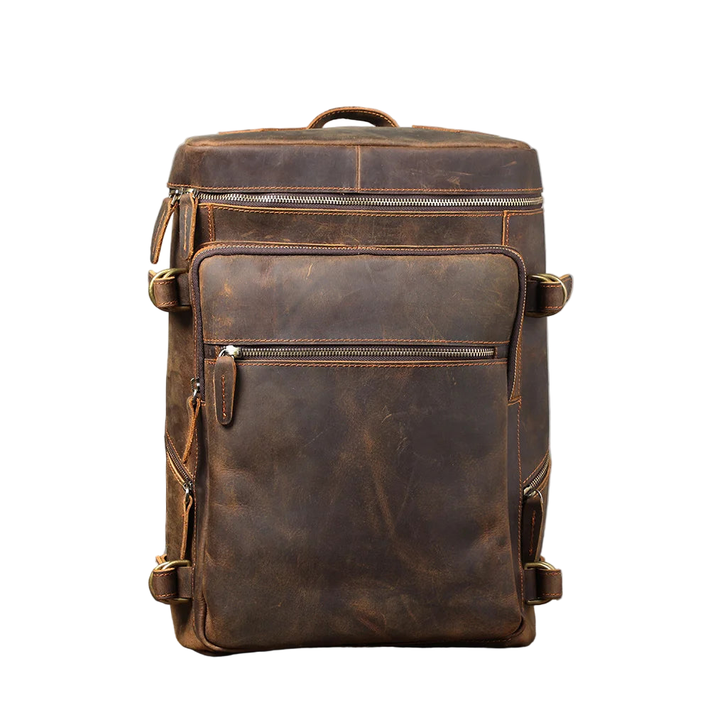 Vintage Genuine Leather Backpack Laptop Bag Crazy-horse Leather School Bag Outdoor Travel Weekender Shoulder Bag