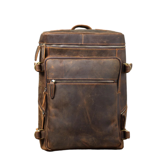 Vintage Genuine Leather Backpack Laptop Bag Crazy-horse Leather School Bag Outdoor Travel Weekender Shoulder Bag