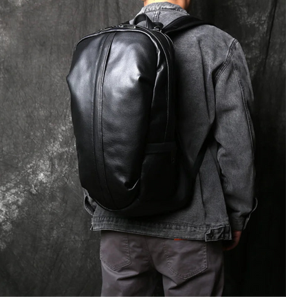 NZPJ Leather Men's Backpack Natural Cowhide Large Capacity Travel Bag Outdoor Schoolbag Business Computer Bag For 15 Inch Laptop