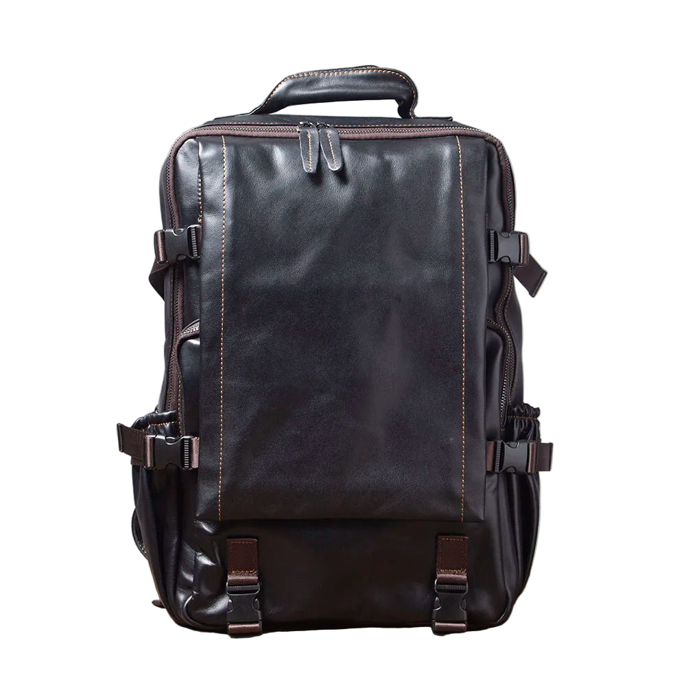 Casual Genuine Leather Men's Backpack Large Capacity 15" Laptop Travel Bag Cowhide School Bag Fashion Weekender Bag