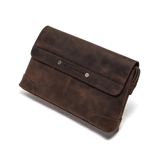 CONTACT'S Men's Genuine Leather Clutch Bags Long Luxury Man Handbag with Phone Pocket Card Holders Men's pouch