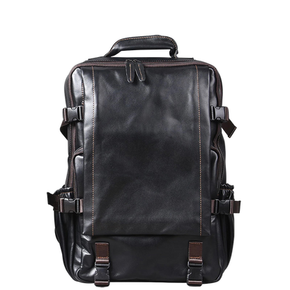 S.WORKER Casual Genuine Leather Men's Backpack Large Capacity 15" Laptop Travel Bag Cowhide School Bag Fashion Weekender Bag