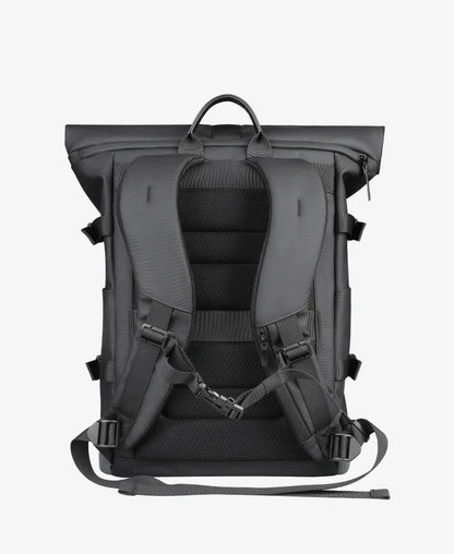 HK Waterproof Roll-Top Backpack for Men Large Capacity Expandable 17 Inch Laptop Bag Leisure Travel Backpack Hiking Camping Bags