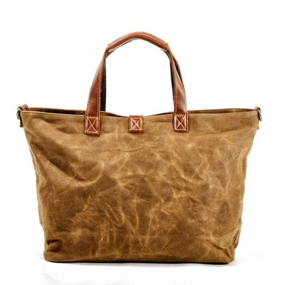 Thickened First-layer Cowhide Waterproof Waxed Canvas Men's Briefcase Retro Men's Bag Shoulder Crossbody Messenger Bag