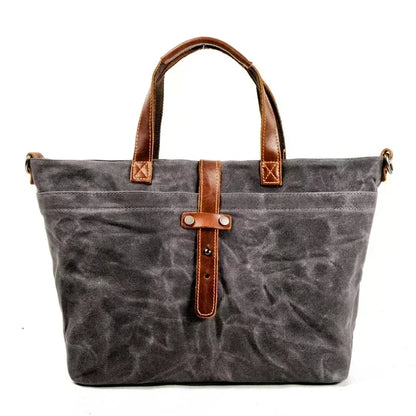 Thickened First-layer Cowhide Waterproof Waxed Canvas Men's Briefcase Retro Men's Bag Shoulder Crossbody Messenger Bag