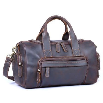 Vintage Genuine Leather Travel Bag  Crazy Horse Cowhide Leather Duffel Bag Men's Weekender Bag Gym Bag Carry on Luggage